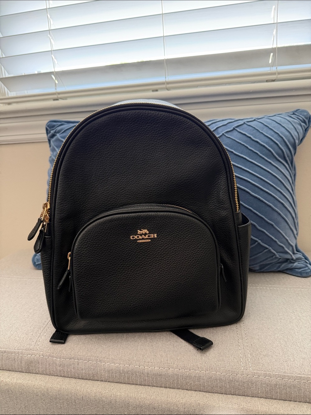 NWOT - Coach Black Pebbled Leather Backpack with Gold Hardware